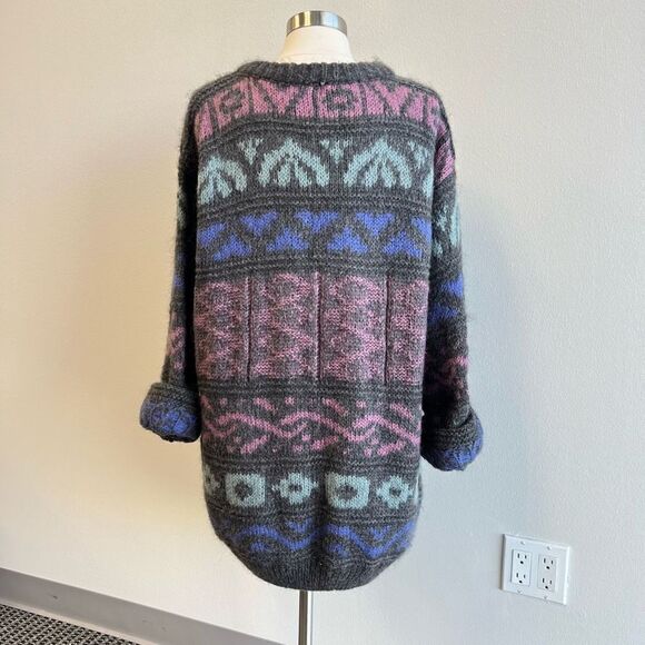 VTG Baldimaglie Italy Women’s Medium Chunky Knit Nordic Mohair Cardigan Sweater - Picture 2 of 11